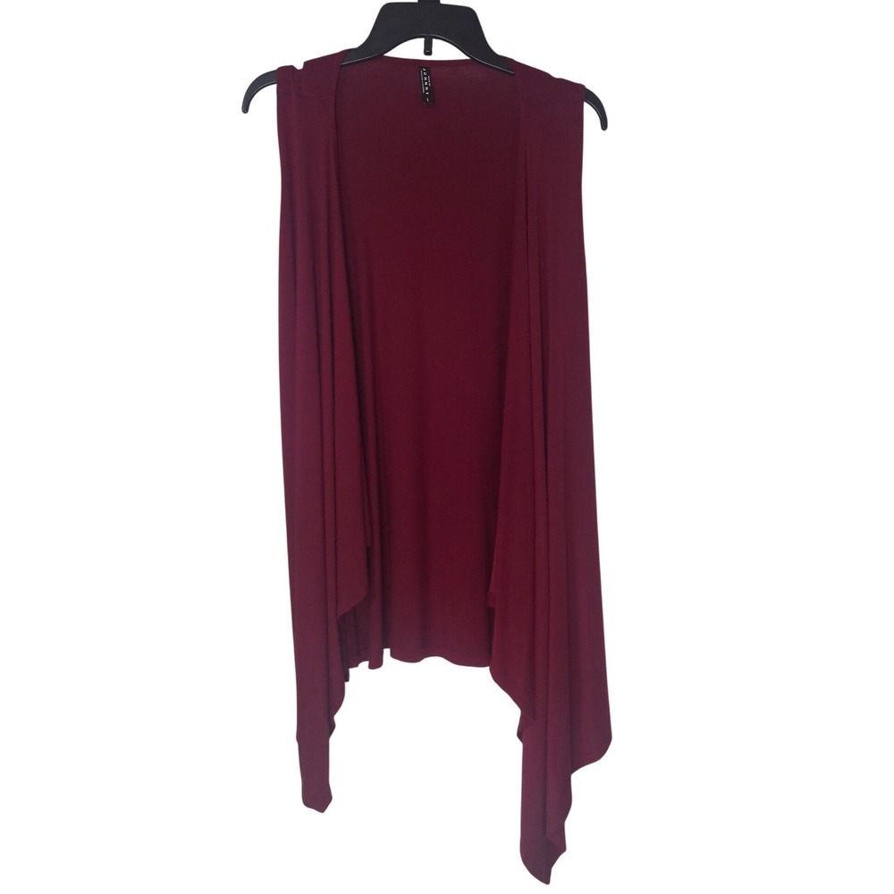 Made By Johnny Womens Burgundy Open Front Draped Waterfall Vest WSK1071 Large